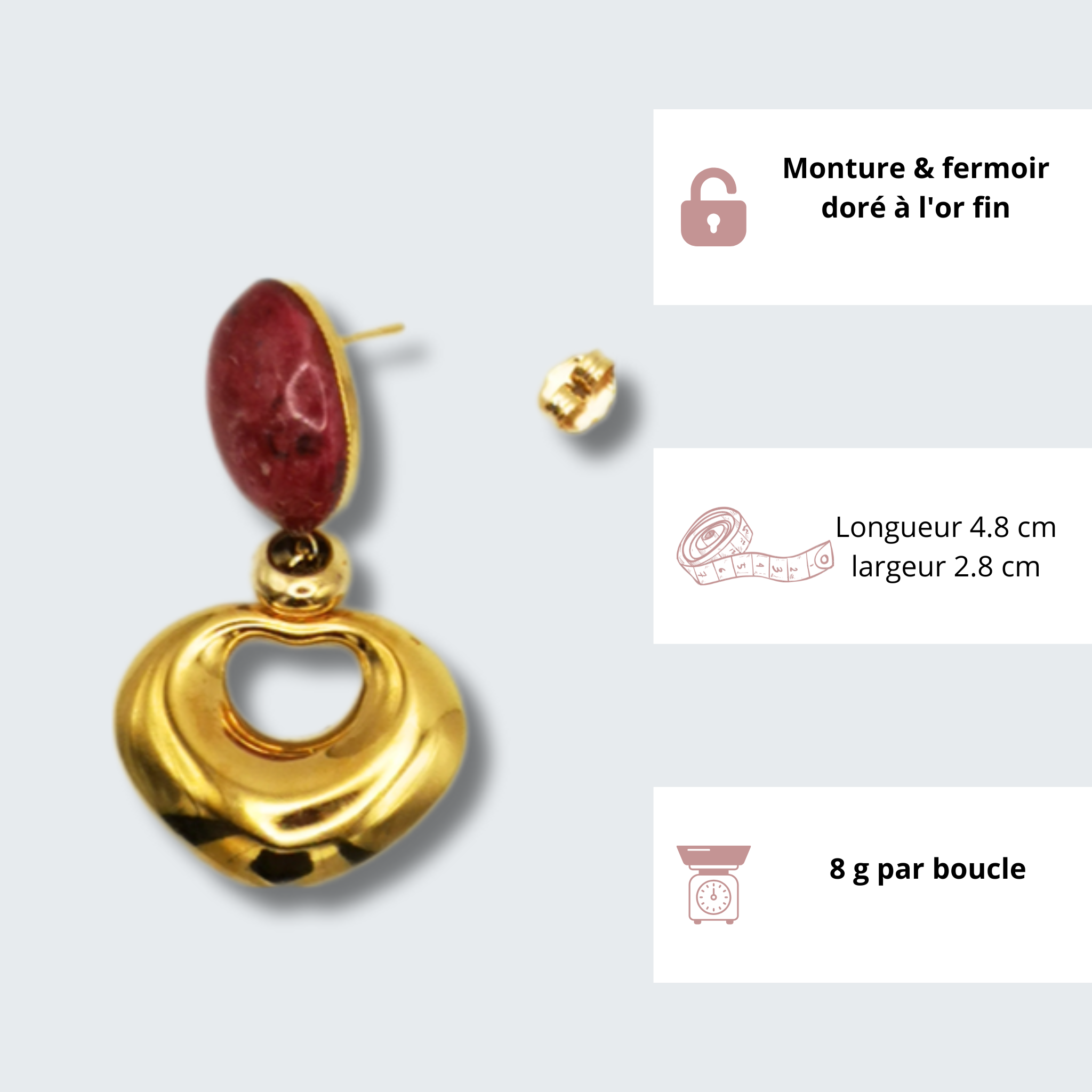boucles doreilles amour sucré caractéristiques