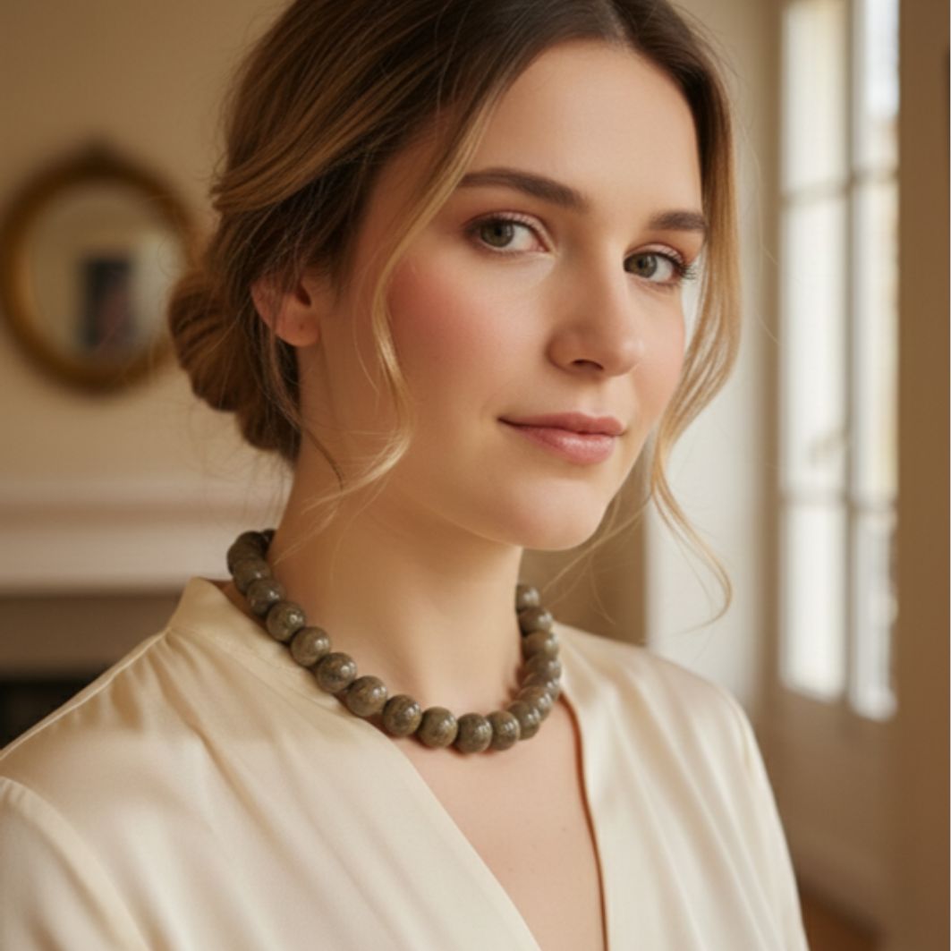 collier de Perles en béton pour femme élégantes parisienne chic