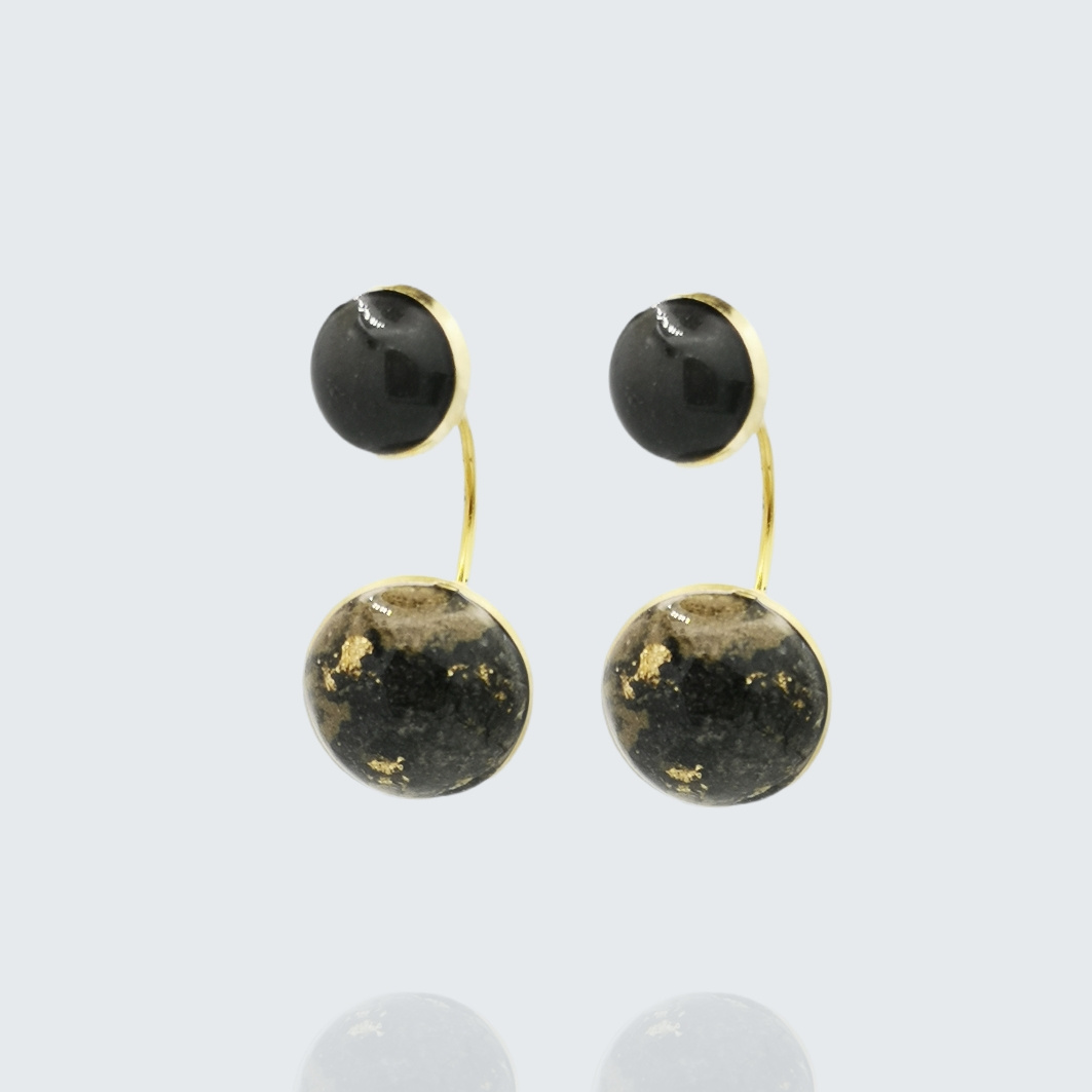 boucles doreille Kelly or en acier inoxydable et béton marbré