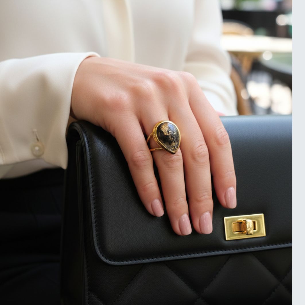 bague goutte portée