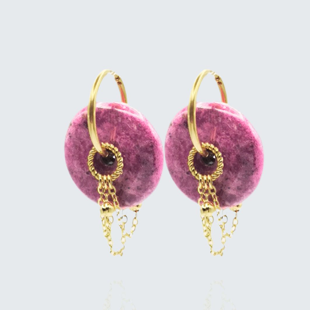 Boucles doreilles créoles acier inoxydable rose fushia Amy