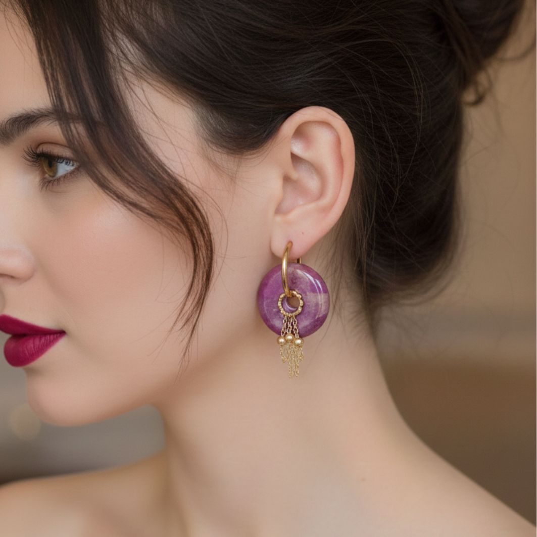 Boucles doreilles Amy portées