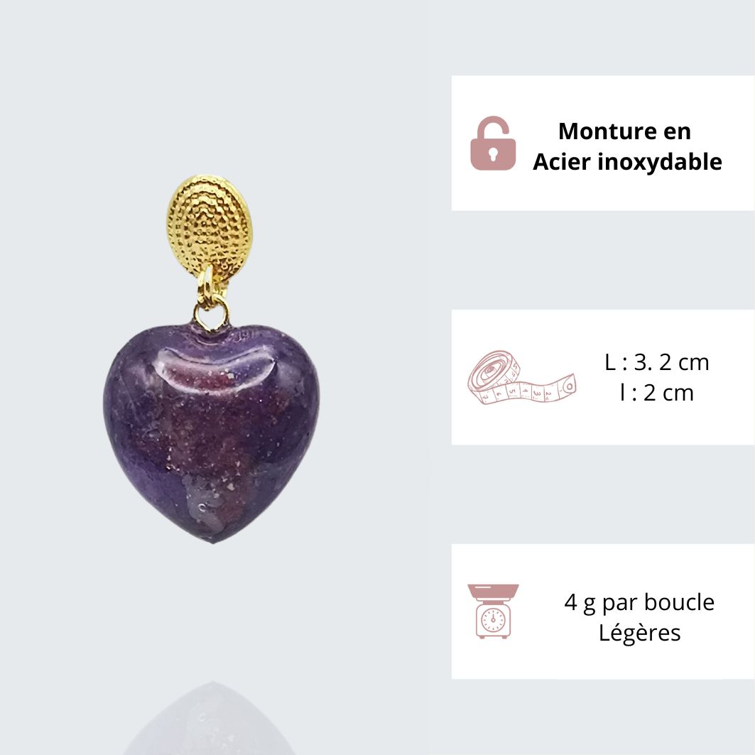 Boucles doreilles Prune caractéristiques