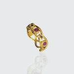 Bague Yasmina acier inoxydable et béton rose résine violette ajustable