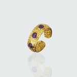 bague ajustable assia acier inoxydable et néton violet