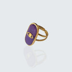 bague oeil du destin en béton violet et acier inoxydable