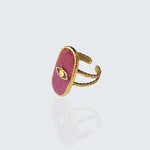 bague oeil du destin en béton rose et acie inoxydable
