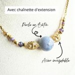 collier Adalie perle béton bleu gis ciel détails