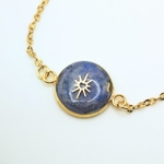bracelet coeur ethnique bleu ciel avec chaînette d'extension
