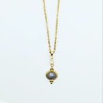 collier stormy acier inoxydable et pierre en béton bleu gris