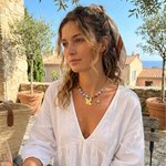 Collier Envol perles en béton bleu gris et orange acier inoxydable pendentif oiseau