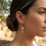 Boucles d'oreilles Echapée belle acier inoxydable perle en béton bleu nuage monture dormeuse