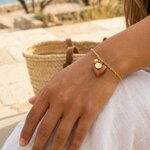 bracelet coeur de soleil acier inoxydable coeur serti béton orage pampilles porté