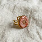 bague soleil ajustable acier inoxydable béton marbré orangé