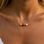 collier poésie d'été, acier inoxydable et béton marbré orange