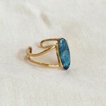 Bague Bérénice ajustable béton bleu vert thème paon