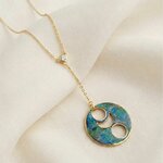 Pendentif Y Lunar acier et béton irisé bleu vert