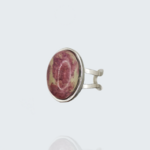 Bague Bertille monture en acier inoxydable argent et pierre en béton marbré violine