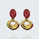 Boucles d'oreilles Amour sucré rouge avec coeur en acier inoxydable