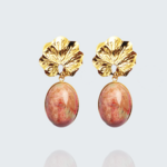 Boucles d'oreilles Laurie en acier inoxydable et béton marbré pêche