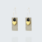 boucles d'oreilles Kenza en béton acier inoxydable et résine noire