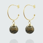 boucles d'oreilles gravitation en acier inoxydable avec perles en béton marbré noir