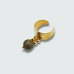 Bague Cosmos en acier inoxydable et perle en béton marbré pour femme pariseienne chic