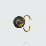 Bague perle acier inoxydable et béton marbré avec incrudttion de feuilles d'or