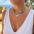 collier embruns perles en béto,et aigue marine look asymétrique bohème
