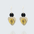Boucles d'oreilles coeur Priya en béton brut resine noire et acier inoxydable
