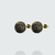 Boucles d'oreilles perles or en acier inoxydable et béton marbré avec incrustation de feuilles d'or
