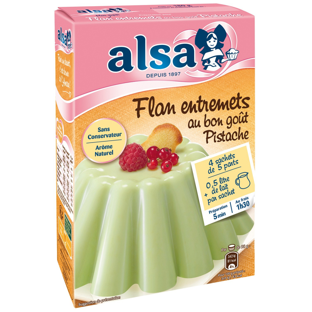 ALSA - PREPARATION POUR FLAN ENTREMET PISTACHE Paquet de 180g