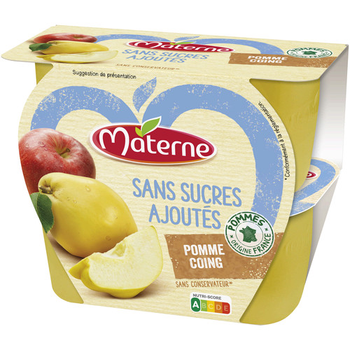MATERNE - COMPOTE POMME COING SANS SUCRE AJOUTE 4 x 100g