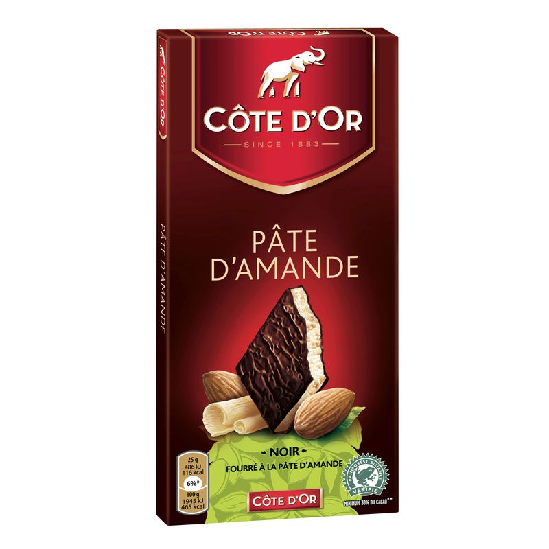 COTE D\'OR - CHOCOLAT FUSION NOIR PÂTE D\'AMANDE 150g