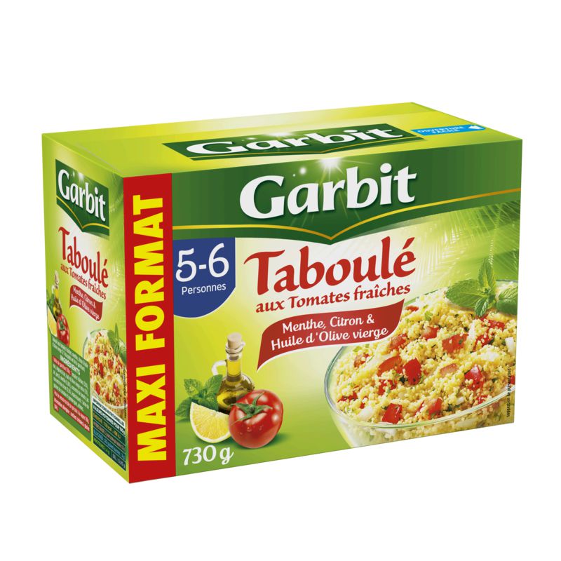 GARBIT - TABOULE TOMATES FRAICHES, MENTHE, CITRON, HUILE D\'OLIVE Boite de 730g
