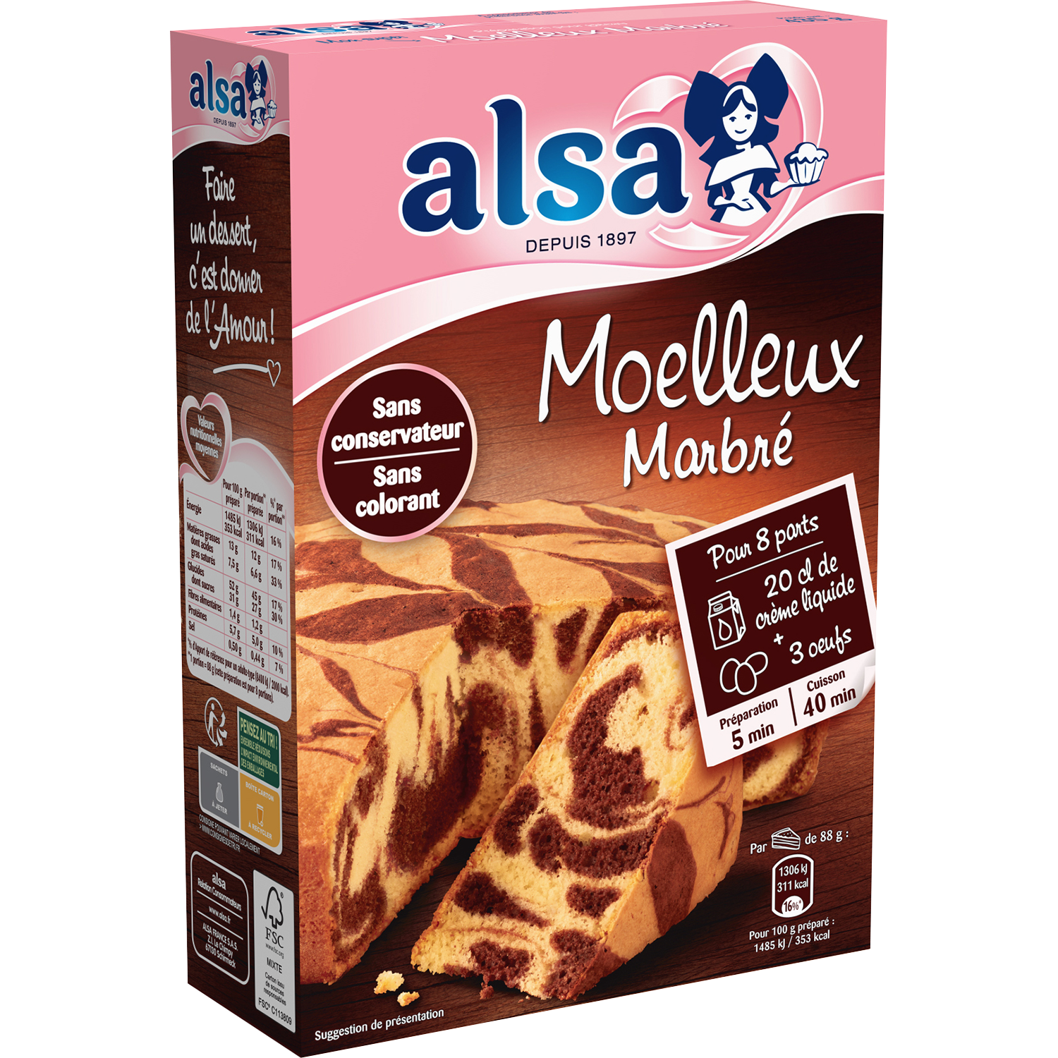 ALSA - PREPARATION POUR MOELLEUX MARBRE 435g