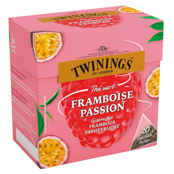 TWININGS - THE VERT FRAMBOISE PASSION Boite de 20 sachets