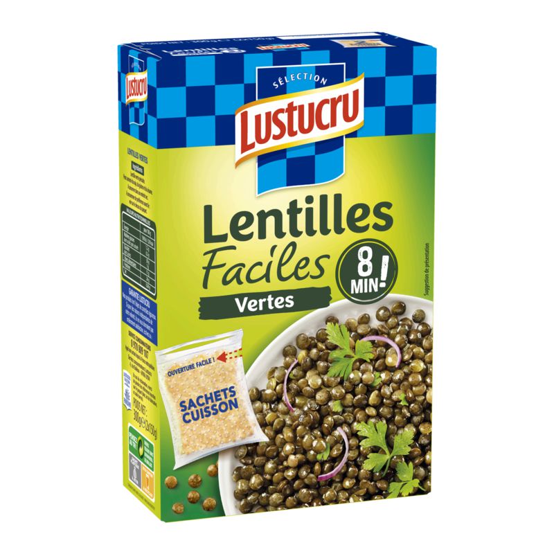 LUSTUCRU - LENTILLES VERTES FACILES 2 sachets de 150g