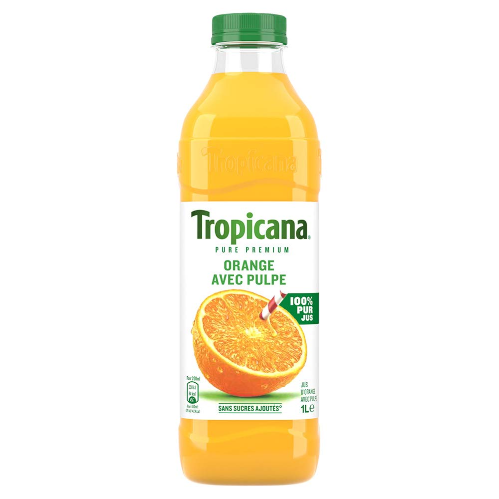 TROPICANA - JUS D\'ORANGE AVEC PULPE PURE PREMIUM Bouteille de 1L