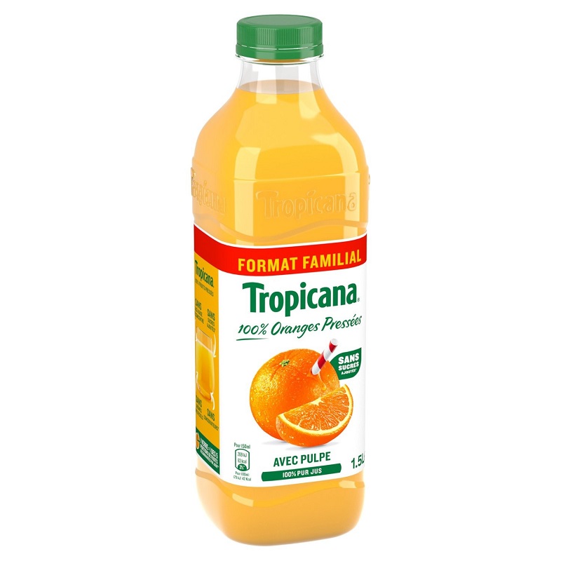 TROPICANA - JUS D\'ORANGE AVEC PULPE PURE PREMIUM Bouteille de 1.5 L