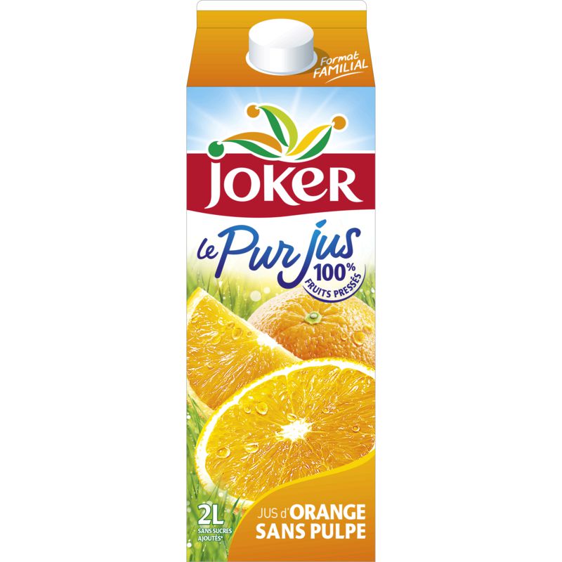 JOKER - JUS D\'ORANGE SANS PULPE LE PURJUS Brique de 2L