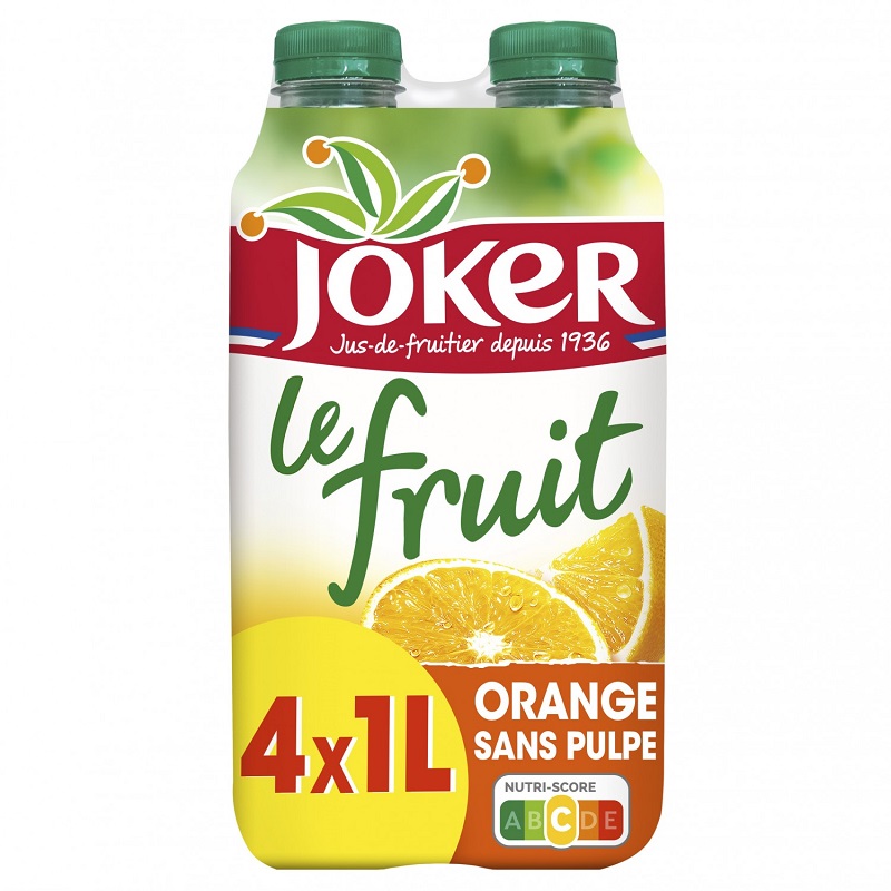 JOKER - JUS D\'ORANGE SANS PULPE LE FRUIT 4 X 1L