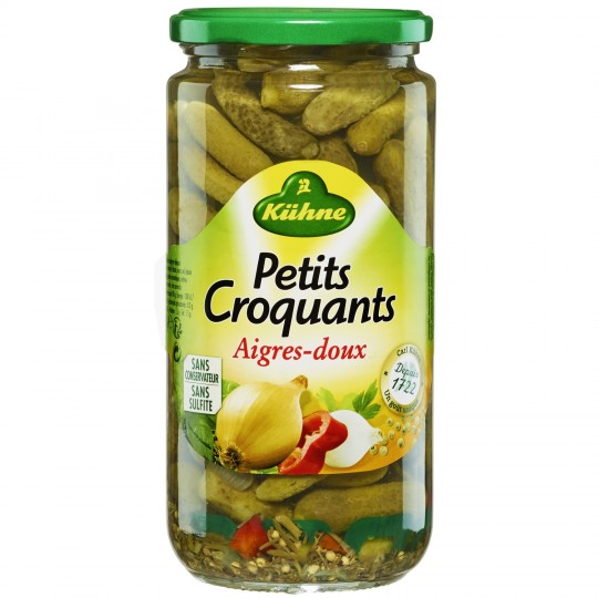 KÜHNE - CORNICHONS AIGRES-DOUX PETITS CROQUANTS Pot de 360g