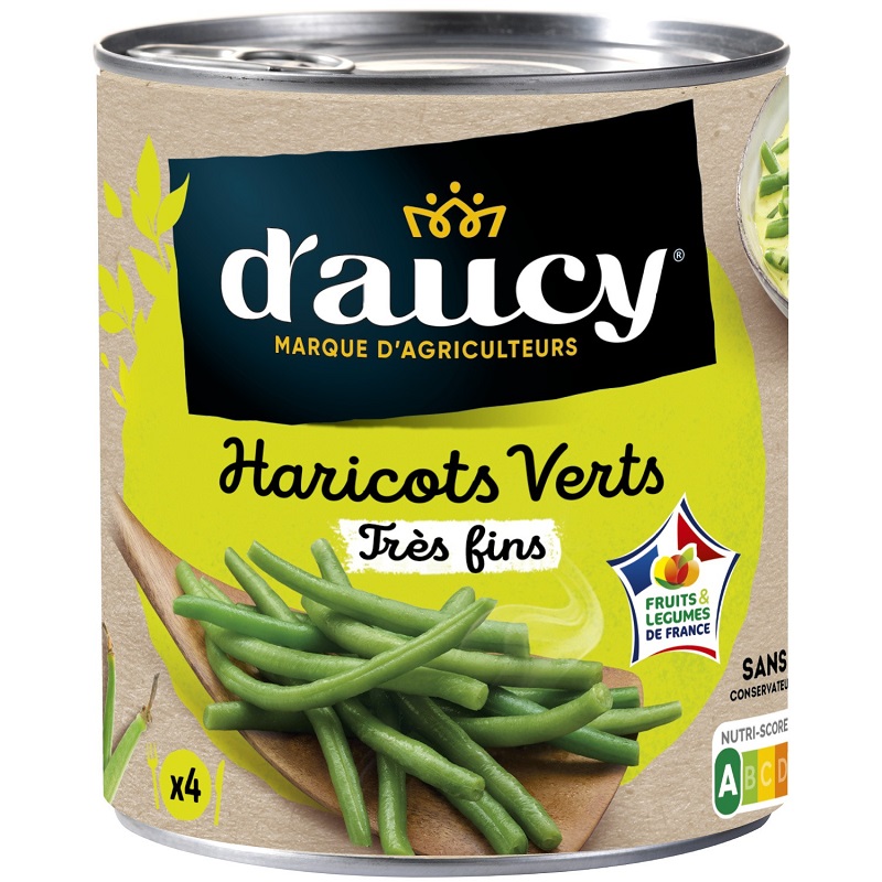 D\'AUCY - HARICOTS VERTS TRES FINS Boite de 440g net égoutté
