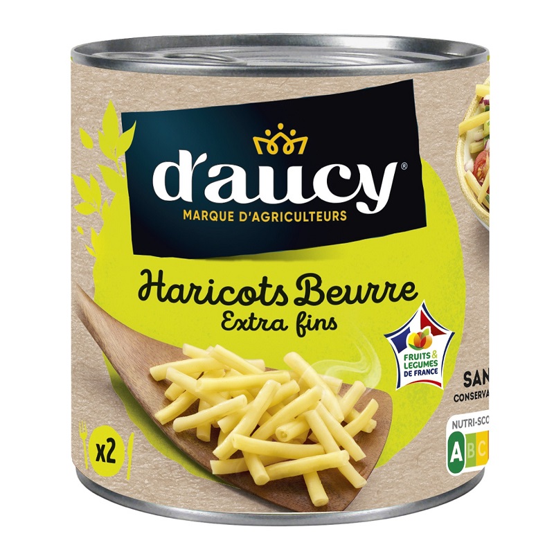 D\'AUCY - HARICOTS BEURRE EXTRA-FINS Boite de 220g net égoutté