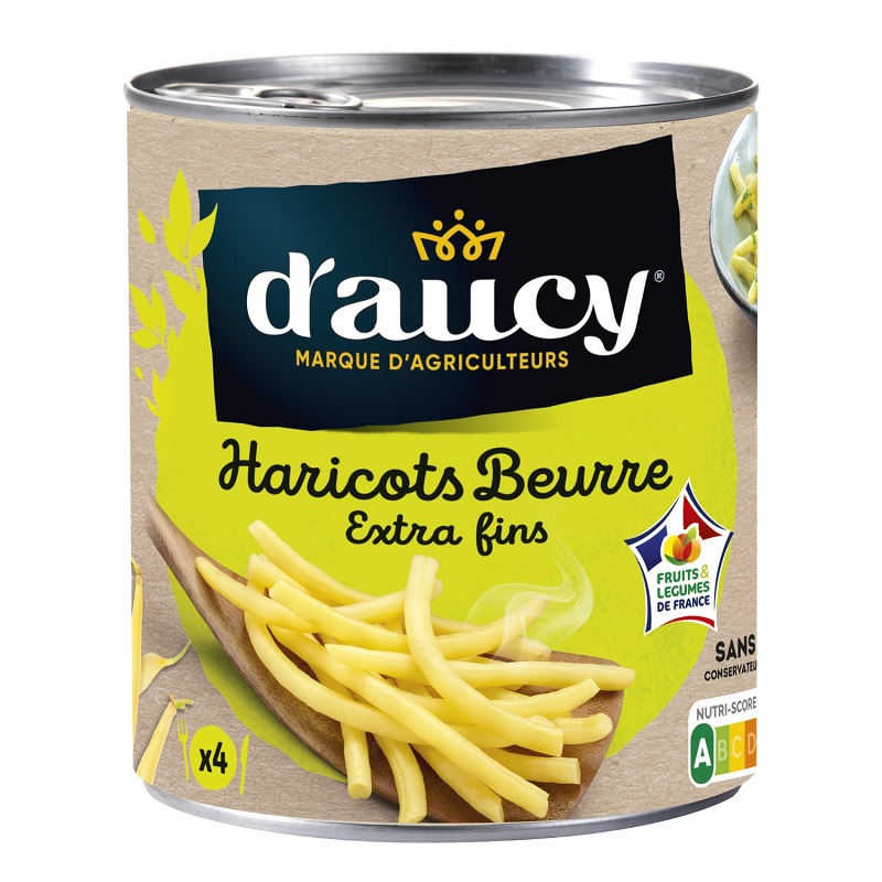 D\'AUCY - HARICOTS BEURRE EXTRA-FINS Boite de 440g net égoutté