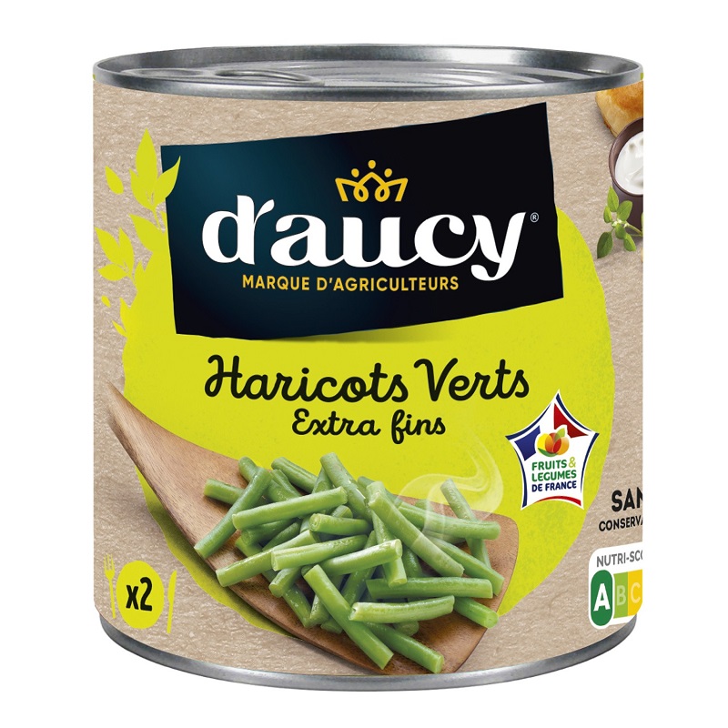 D\'AUCY - HARICOTS VERTS EXTRA-FINS Boite de 220g net égoutté