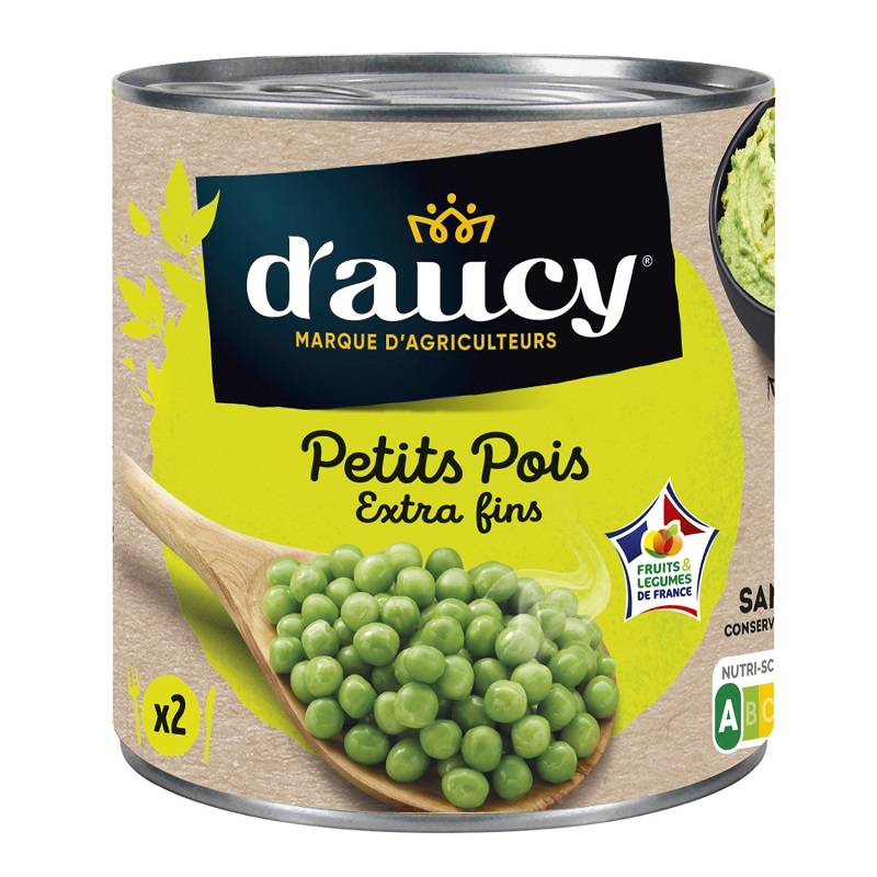D\'AUCY - PETITS POIS EXTRA-FINS Boite de 280g net égoutté
