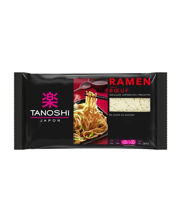 TANOSHI - NOUILLES JAPONAISES RAMEN BOEUF Paquet de 360g