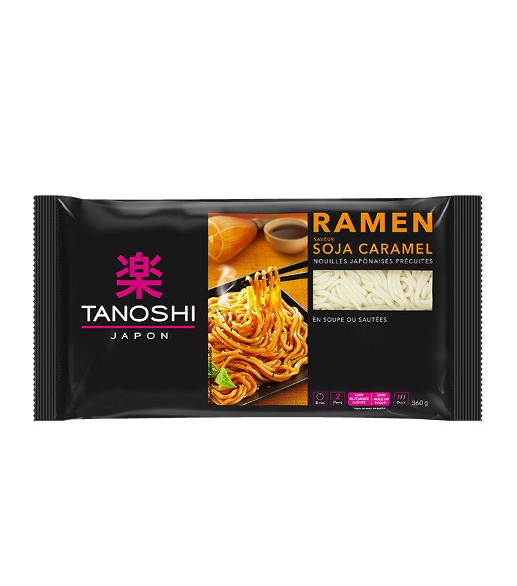 TANOSHI - NOUILLES JAPONAISES SOJA CARAMEL Paquet de 360g